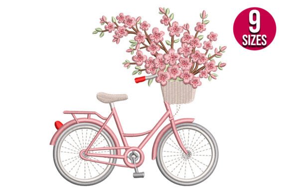 Cherry Flowers Bike: A Springtime Embroidery Gem