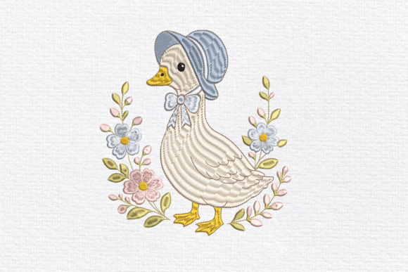 Cute Duck with Flowers Embroidery Design Review