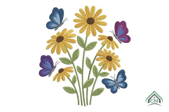 Daisy Flowers Butterflies Embroidery Design Review