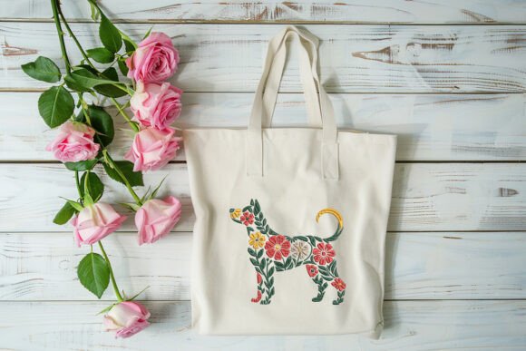 Dog Silhouette Filled with Folk Art Flowers Review