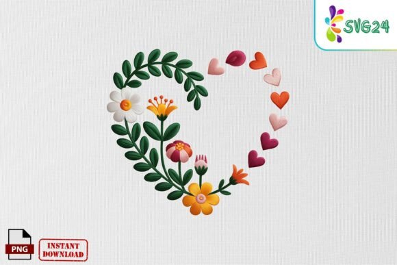 Floral Heart Frame Embroidery Art PNG Review for Craft Fair Success