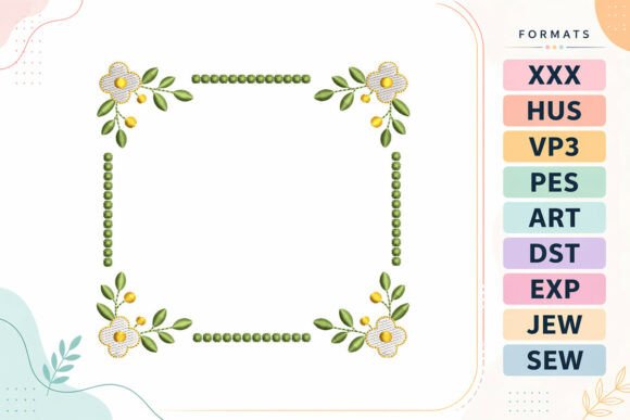 Floral Square Frame: A Timeless Embroidery Design for Craft Fairs