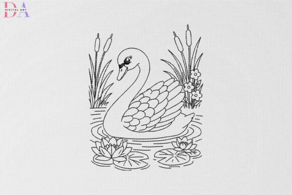 Graceful Swan on Lily Pond Flowers Review for Business Use