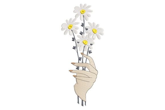 Hand Holding Daisy Flowers Embroidery Design Review