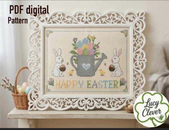 Happy Easter Bunny Cross Stitch Pattern Review for Craft Fair Success
