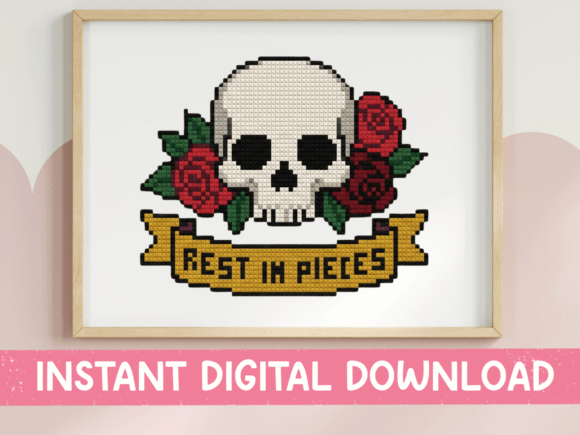Rest in Pieces Skull Cross Stitch Design Review