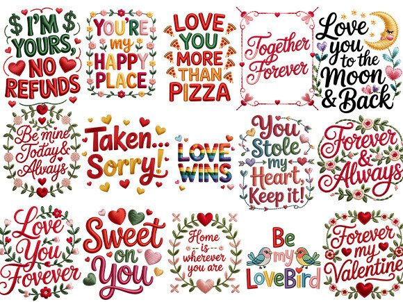 Review: Romantic Love Quotes Embroidery Bundle for Small Business Merch