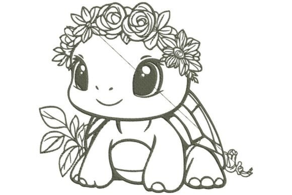 Sweet Sitting Turtle with Rose Flower Crown Review