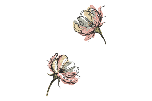 Vintage Sketch Flowers: A Timeless Embroidery Design for Handmade Creations
